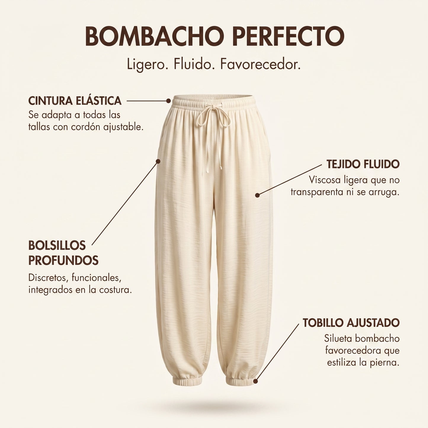 Pantalón Bombacho Fluido de Verano Rivelina™